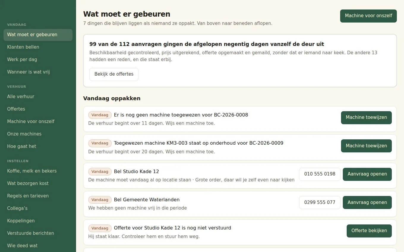 Schermafbeelding van Reserveren & offerte op een laptop
